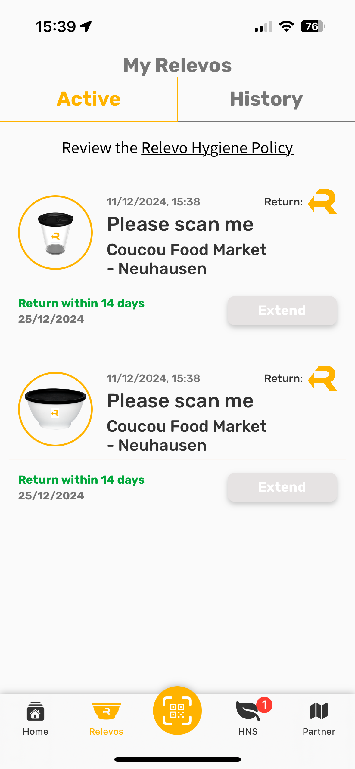 Relevo App Placeholder items